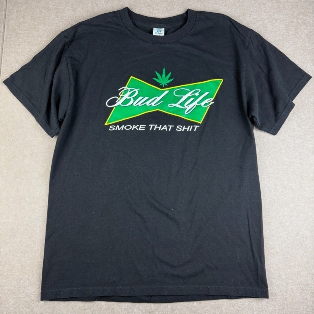 Bud Life Smoke That Graphic Tee‎ Mens L Black Cannabis Marijuana Stoner Shirt